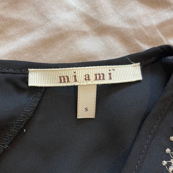 Mi Ami Black Chiffon Blouse w/ Gold Embellishments S - Picture 6 of 13